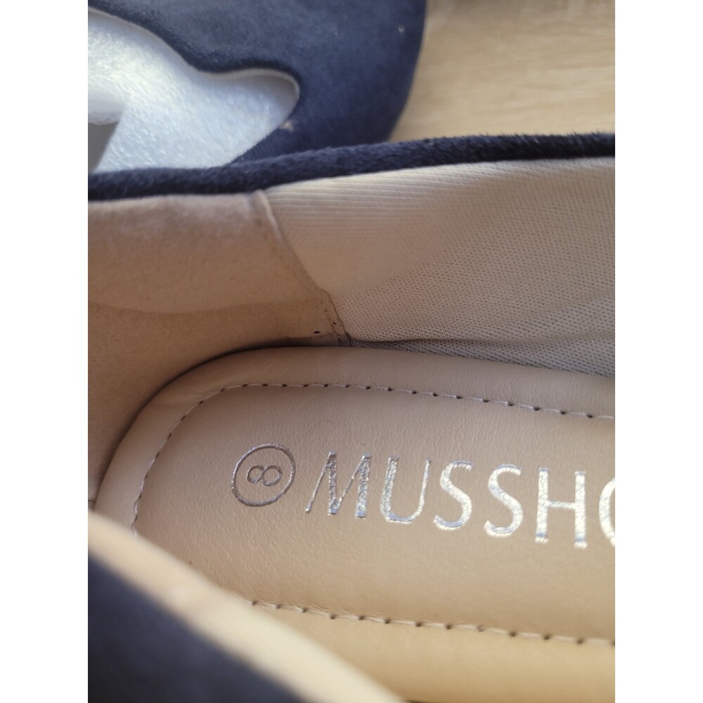 MUSSHOE Navy Blue Pointed Toe Womens Slip- On- Memory Foam Insoles Comfort Flats - Picture 10 of 11